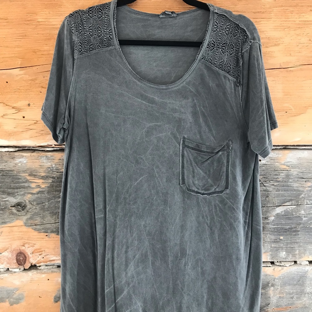 POL—extremely loose fit love shoulder tunic